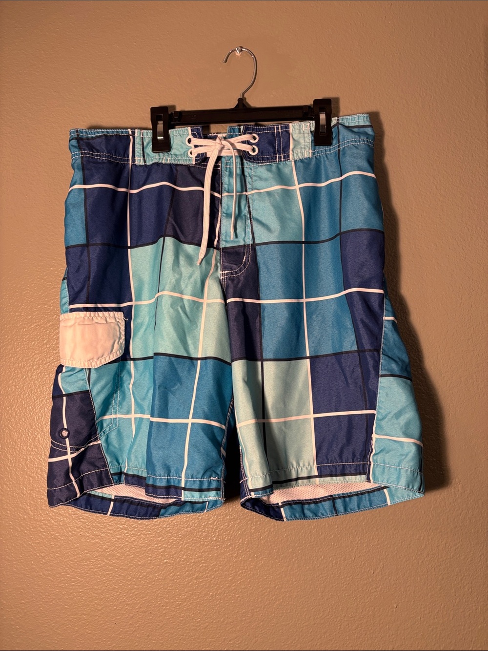 Old Navy Blue Plaid Swim Board Shorts